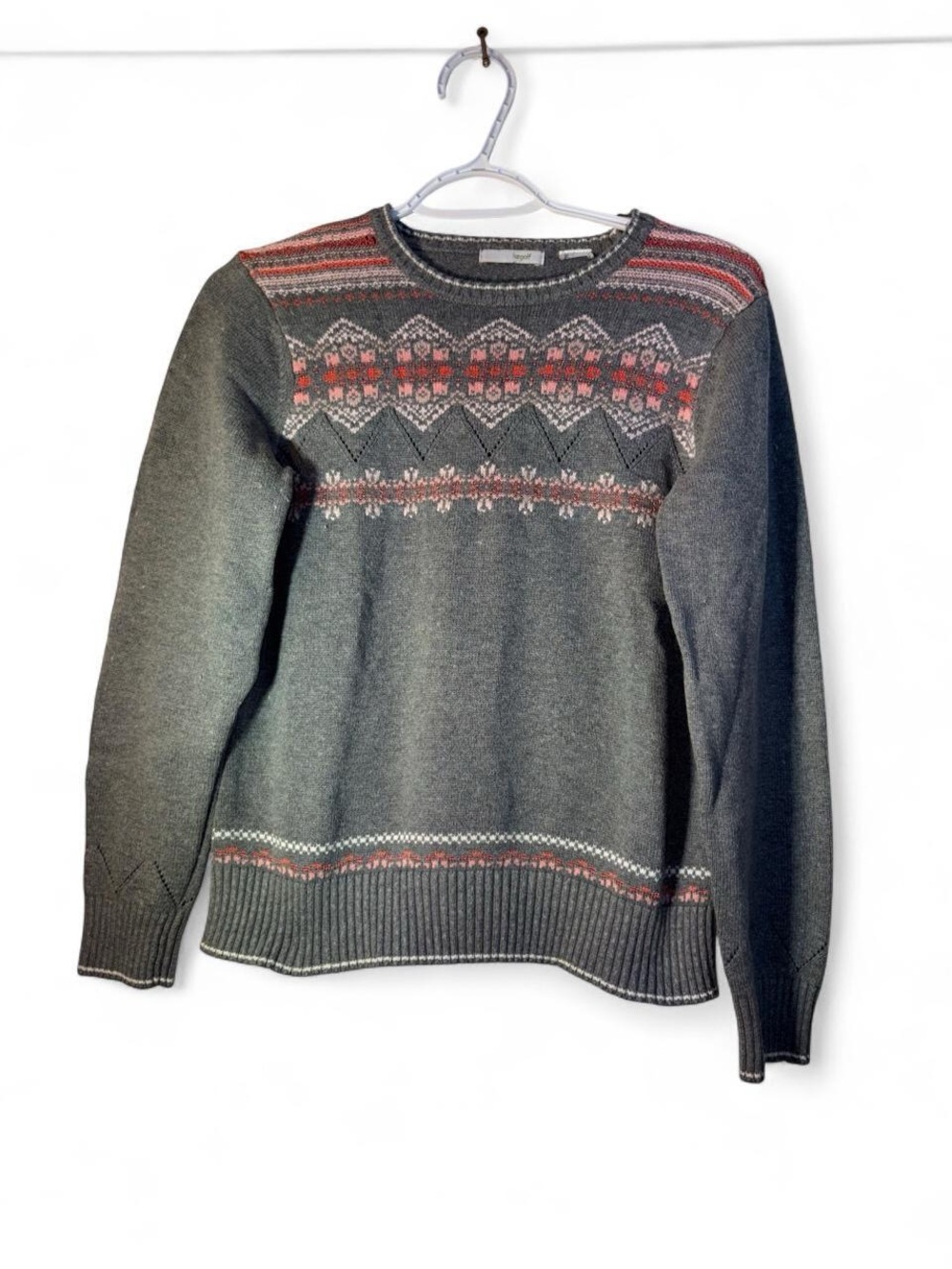 Lizgolf vintage Crewneck Fair Isle Sweater in Charcoal